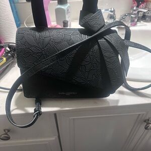 Karl Lagerfeld black lace crossbody handbag tote
